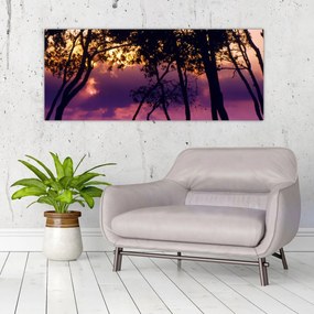 Tablou - Copaci la apus de soare (120x50 cm)