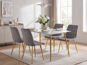 Scaun de dining SPLIT VELVET cu picioare aurii, gri deschis