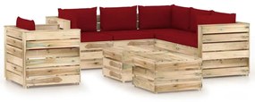 Set mobilier de gradina cu perne, 8 piese, lemn verde tratat Vinsko rde  a in rjava, 8