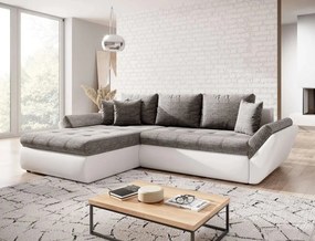 Colțar extensibil dumonde cu ladă de depozitare si sezut confortabil din spuma high-density, Loana Magma White II 275x185 cm
