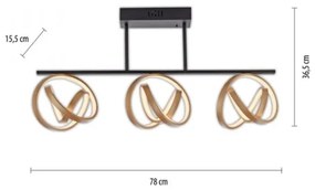 Lustră LED aplicată JUST LIGHT. 6245-18 LOOP 3xLED/11W/230V 2700-5000K + telecomandă