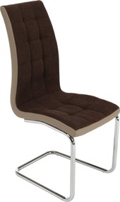 Scaun bucătărie, material textil maro/piele ecologică bej/crom, SALOMA NEW