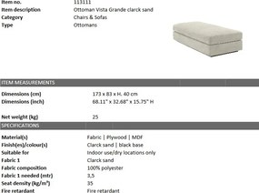 Taburete, Otoman design elegant LUX Vista Grande, clarck sand 113111 HZ