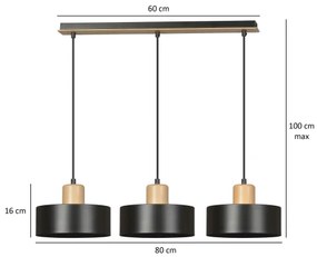 Lustră pe cablu TORIN 3xE27/15W/230V negru