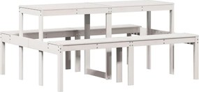 vidaXL Masă de picnic, alb, 160x134x75 cm, lemn masiv de pin