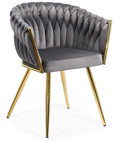 Scaun living din catifea cu picioare aurii BUC 261 gri