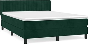 vidaXL Pat box spring cu saltea, verde închis, 140x200 cm, catifea