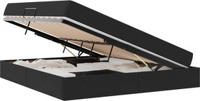 vidaXL Pat cu saltea și spațiu de depozitare Negru 160 x 200 cm