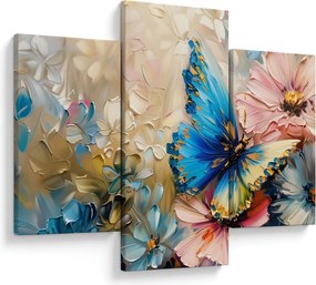 Tablou - Pictura de flori și fluturi (90x60 cm)