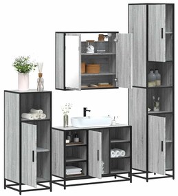 vidaXL Set de mobilier de baie 4 piese Lemn stratificat gri Sonoma