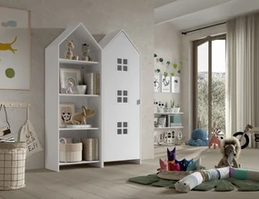 Set 2 Dulapuri pentru Copii Căsuță, Alb, (MDF) – CASAMI BRUGES – Vipack