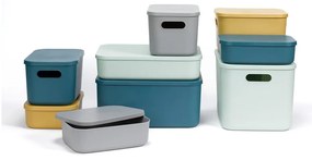 Cutie de depozitare gri din plastic cu capac 35,5x25,5x16 cm – Homéa