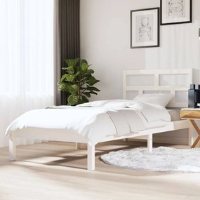 vidaXL Cadru de pat single, alb, 90x190 cm, lemn masiv
