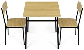 Set de masă Industrial cu 2 scaune, 70 x 70 x 76cm, stejar sălbatic