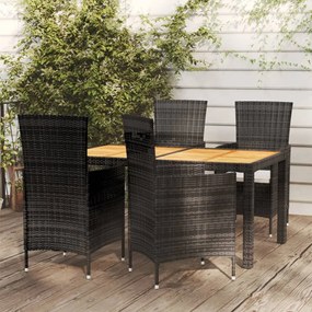 3094835 vidaXL Set mobilier de exterior cu perne, 5 piese, negru, poliratan