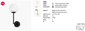 Aplica de perete baie cu protectie IP44 GALA Black