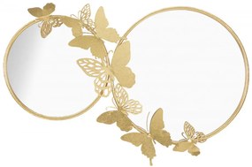 Oglinda decorativa aurie cu rama din metal, 81x52,5x3 cm, Infinit Butterflies Mauro Ferretti