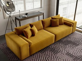 Canapea extensibilă dumonde cu ladă de depozitare si sezut confortabil din spuma high-density, Marbela Ambience Mustar XXL 295x100 cm