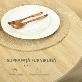 HOMCOM Masă Pliantă cu 2 Extensii Rabatabile, Masă Extensibilă cu Spațiu de Economisire, 104x76x73,7 cm, Lemn Natural | Aosom Romania