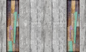 Fototapet - Gri și colorate scănduri din lemn (254x184 cm), în 8 de alte dimensiuni noi
