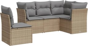 vidaXL Set canapele de grădină cu perne, 5 piese, bej, poliratan