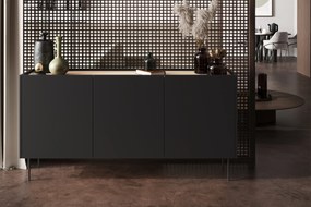 Comodă Desin 170 cm trei uși - negru mat / stejar Nagano