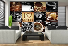 Fototapet - I love coffee - colaj (254x184 cm)