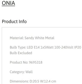 Aplica stil decorativ ONIA alba, NVL-9695318