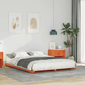 vidaXL Cadru de pat de podea Maro ceruit 160 x 200 cm