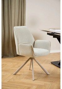 Scaun de sufragerie bej cu cotiere tapițat Graham – Actona