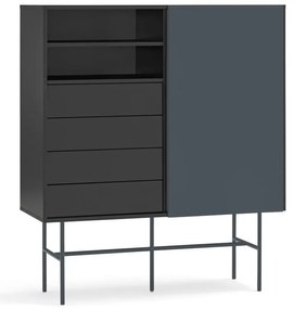 Comodă neagră-gri antracit înaltă cu ușă glisantă 120x140 cm Nube – Teulat
