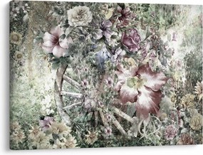 Tablou - Flori pe roata de lemn (70x50 cm)