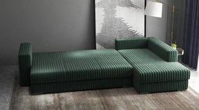 Colțar extensibil dumonde cu ladă de depozitare si sezut confortabil din spuma high-density, Gloria Ambience Green II 320x183 cm