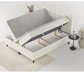 Pat boxspring crem cu spațiu de depozitare 140x200 cm Urbaneo – Maison de Rêve