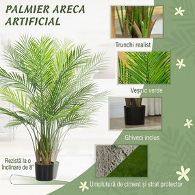 HOMCOM Palmier Artificial 120 cm cu Ghiveci Inclus, 22 Frunze, pentru Casă, Living, Birou și Balcon, Verde | Aosom Romania