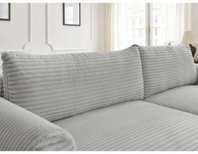 Colțar gri deschis extensibil cu tapițerie din catifea reiată (cu colț pe partea dreaptă) Lucien – Bobochic Paris