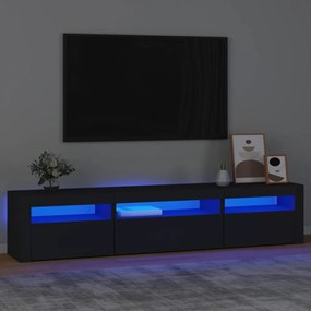 Comoda TV cu lumini LED, negru, 195x35x40 cm 1, Negru, 195 x 35 x 40 cm