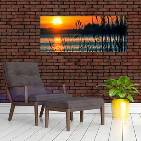 Tablou - Apus de soare la lac (120x50 cm)