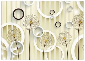 Tablou pe sticlă abstract a păpădiei (70x50 cm)