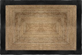 Covor dreptunghiular din iută, 120 x 170 cm, împletit, cu chenar negru