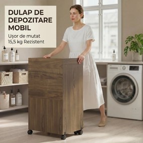 HOMCOM Dulap Masă de Călcat Pliabil cu Suport pentru Fier și Haine cu Compartiment Deschis, 154x55x87 cm, Maro | Aosom Romania
