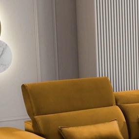 Colțar galben extensibil/cu spațiu de depozitare cu tapițerie din catifea (cu colț pe partea dreaptă/cu șezlong) Foble – ELTAP