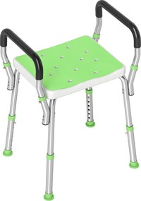 HOMCOM Scaun de duș din aluminiu, reglabil pe înălțime, cu cotiere și picioare antiderapante, verde | Aosom Romania