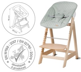 Scaun de masă pentru bebe verde deschis/în culoare naturală Style Born Up 2in1 – Roba