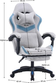 Scaun de birou/gaming, gri/albastru, ZODIA