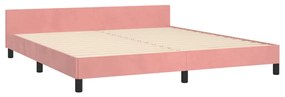 Cadru de pat cu tablie, roz, 160x200 cm, catifea Roz, 160 x 200 cm, Benzi verticale