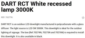 Spot LED incastrabil de exterior IP65 iluminat ambiental DART RCT alb