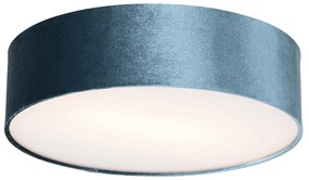 Plafoniera moderna albastra 40 cm cu interior auriu - Drum