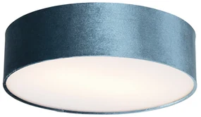 Plafoniera moderna albastra 40 cm cu interior auriu - Drum