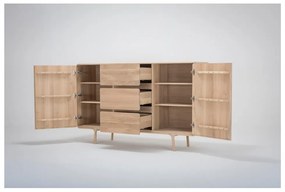 Comodă din lemn masiv de stejar cu 3 sertare Gazzda Fawn, lățime 180 cm